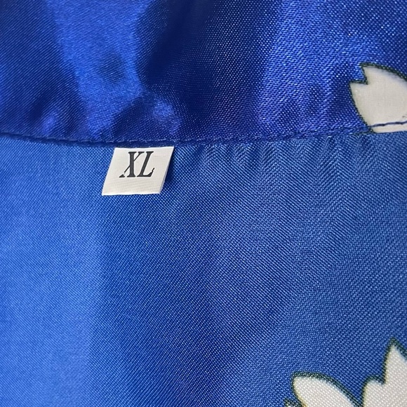 Kimono floral long sleeve blue wrap around dress size XL - Picture 7 of 7